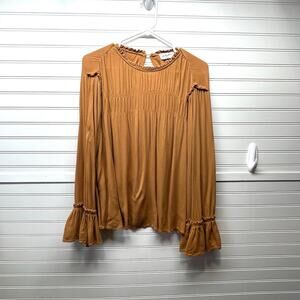 Carly Jean Los Angeles Long Sleeve High Neck Boho Inspired Blouse Size S